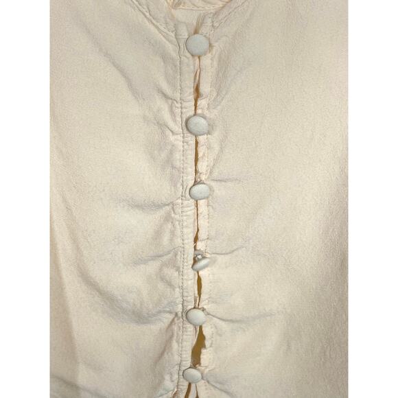 Forever 21 Button Up Crop Tank Top Cream 100% Rayon Womens - Picture 3 of 5